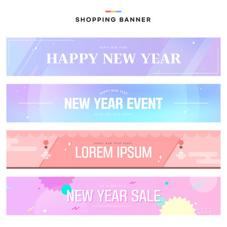 New Year's Shopping Banner Template Setのイラスト素材