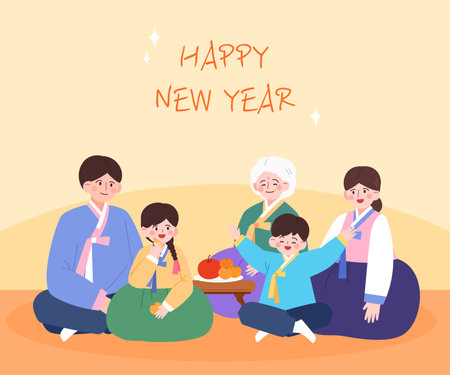 New Year's holiday person illustration templateのイラスト素材