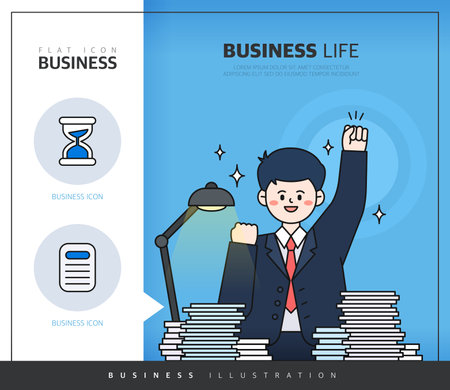 Easy-to-write business situation illustration designのイラスト素材