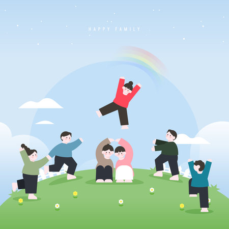 Family Month Harmonious Family Illustrationのイラスト素材