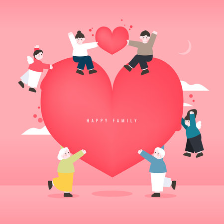 Family Month Harmonious Family Illustrationのイラスト素材
