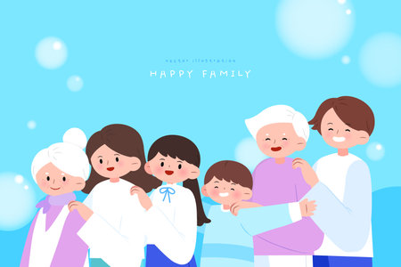 Family Month Happy Family Character Illustrationのイラスト素材