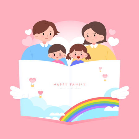 Family Month Happy Family Character Illustrationのイラスト素材