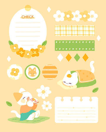 Diary decoration sentimental sticker setのイラスト素材