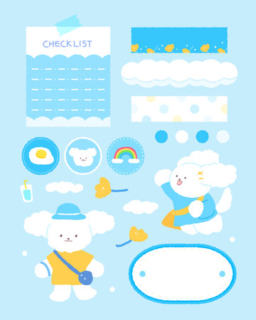 Diary decoration sentimental sticker setのイラスト素材