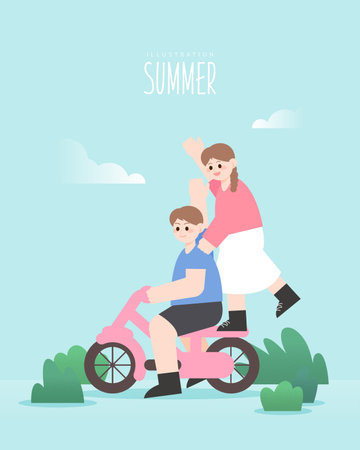 Spring and Summer outdoor Illustrationのイラスト素材