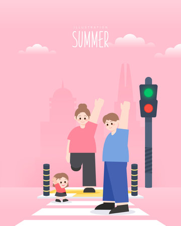 Spring and Summer outdoor Illustrationのイラスト素材