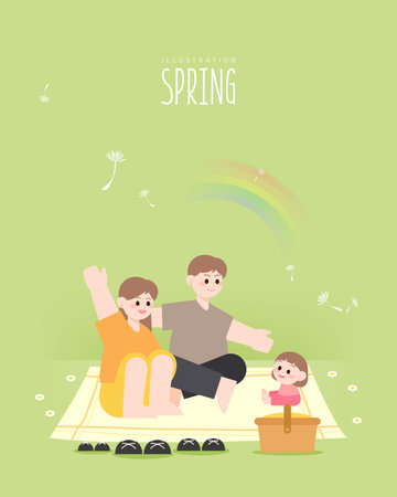 Spring and Summer outdoor Illustrationのイラスト素材