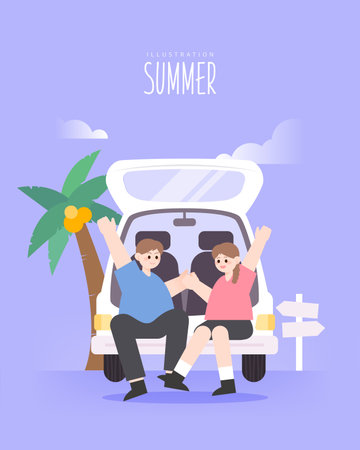 Spring and Summer outdoor Illustrationのイラスト素材