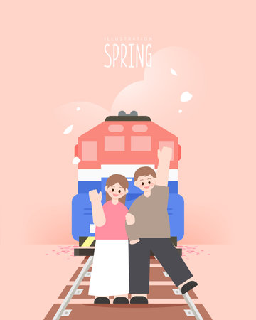 Spring and Summer outdoor Illustrationのイラスト素材