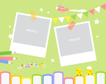 Cute daycare center photo tag illustrationのイラスト素材