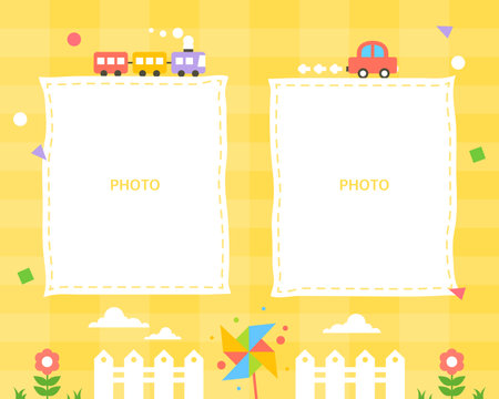 Cute daycare center photo tag illustrationのイラスト素材