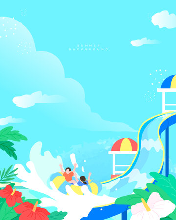 Various summer background illustrationsのイラスト素材