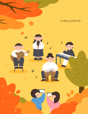 Cool but warm autumn illustrationのイラスト素材