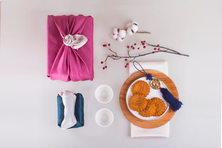 Traditional holiday gift props concept photo