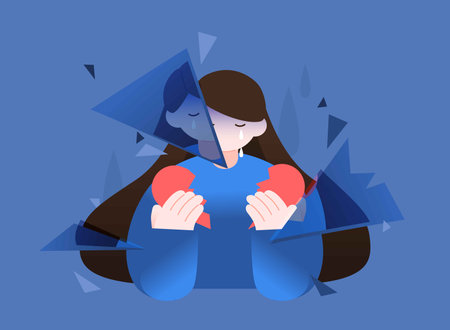 Psychological illness, mental health illustrationのイラスト素材