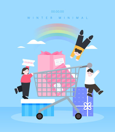 Winter Minimal Shopping Illustration Templateのイラスト素材