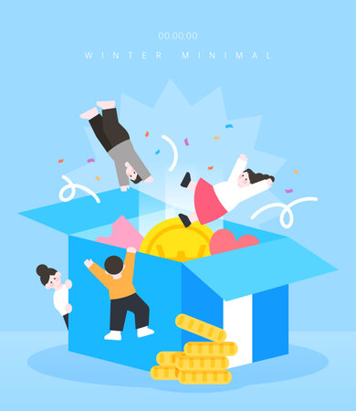 Winter Minimal Shopping Illustration Templateのイラスト素材