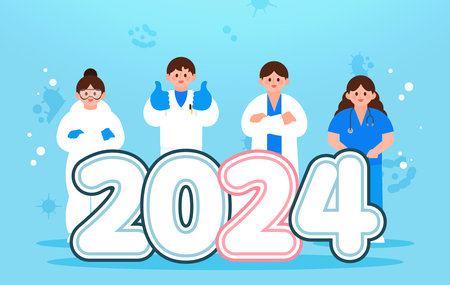 Hello 2024 Person Illustrationのイラスト素材