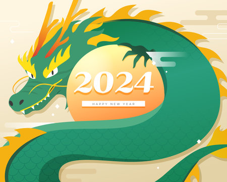 2024 New Year's Dragon Card Illustrationのイラスト素材