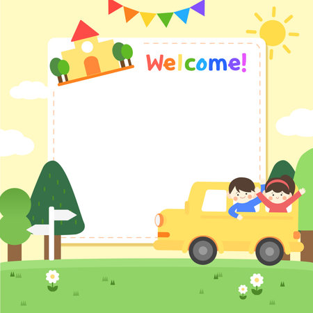 New Semester Kindergarten Recruitment Frameのイラスト素材