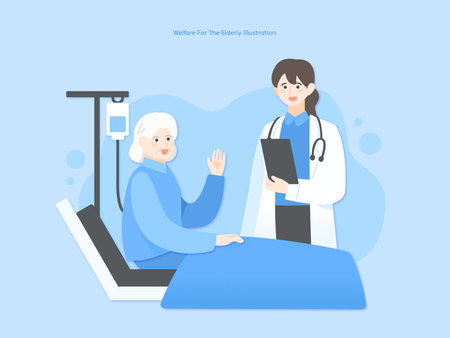 Happy Elderly Medical Insurance Illustrationのイラスト素材