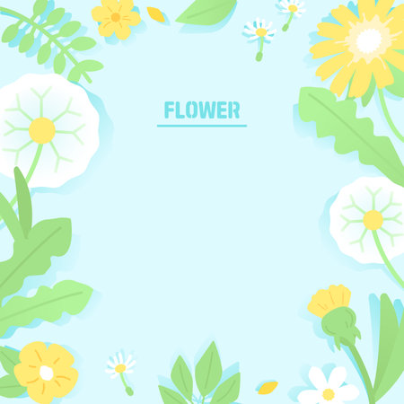 Colorful Flower Illustration Background Frameのイラスト素材