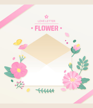 Colorful Flower Illustration Background Frameのイラスト素材