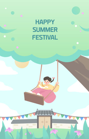 Summer Festival Travel Illustrationのイラスト素材