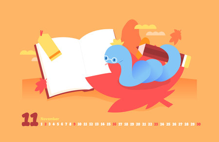 2025 Year Snake Character Calendar Illustrationのイラスト素材