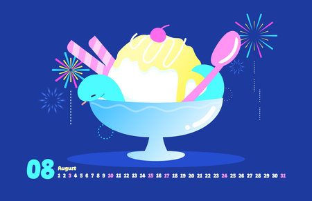 2025 Year Snake Character Calendar Illustrationのイラスト素材
