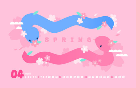 2025 Year Snake Character Calendar Illustrationのイラスト素材
