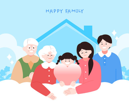 Warm Family Month Family Character Illustrationのイラスト素材