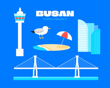 Korea City Travel Landmark Objectのイラスト素材
