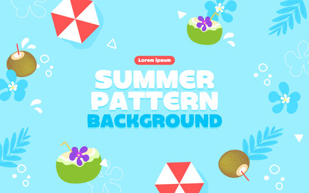 Various summer pattern background templateのイラスト素材