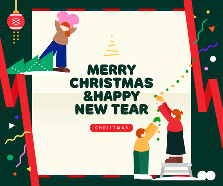 Minimal Christmas year end bannerのイラスト素材