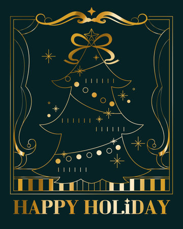 Gorgeous Christmas line card illustrationのイラスト素材