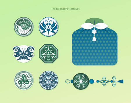 Traditional Pattern Object Setのイラスト素材