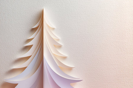 Minimalist Pastel Paper Art Christmas Tree with Textured Background and Ample Text Spaceの素材