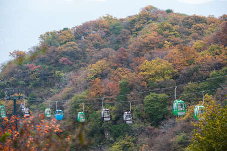 Cable cars at the mountainの写真素材