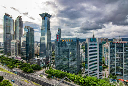 Shenzhen Futian skylineのeditorial素材