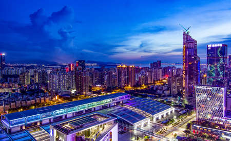 Shenzhen Futian night viewのeditorial素材