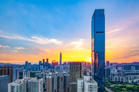 Shenzhen skyline scenery landscape viewのeditorial素材