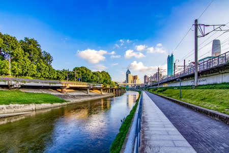 Landscape scenery view of Buji River, Shenzhenの写真素材
