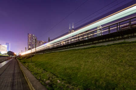 Train tracks of the Buji River in Shenzhenの写真素材