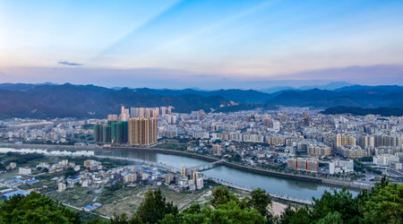 Landscape view of a city in Chinaの写真素材