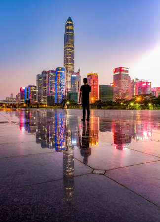Shenzhen city skylineのeditorial素材