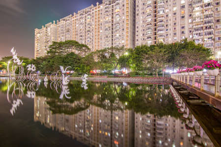 Night scene in Houhai, Shenzhenのeditorial素材