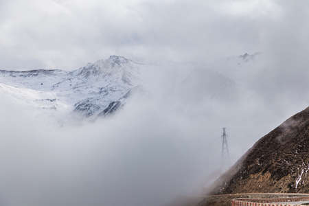 Western Sichuan, China, Baron Hill scenery with snow.の写真素材