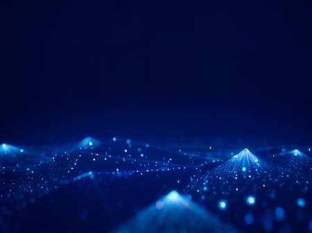 abstract background geometric with polygon line and dots for Science and business technology. Connection triangle structure. High quality photoの写真素材